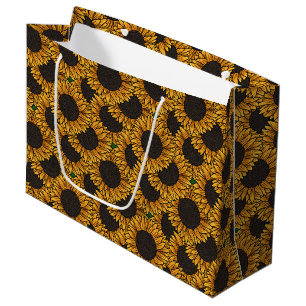 Großes Sonnenblumenfeld große Tasche Geschenktüte