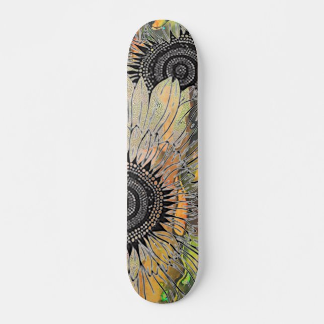 Großes Sonnenblumenskateboard Skateboard (Vorne)