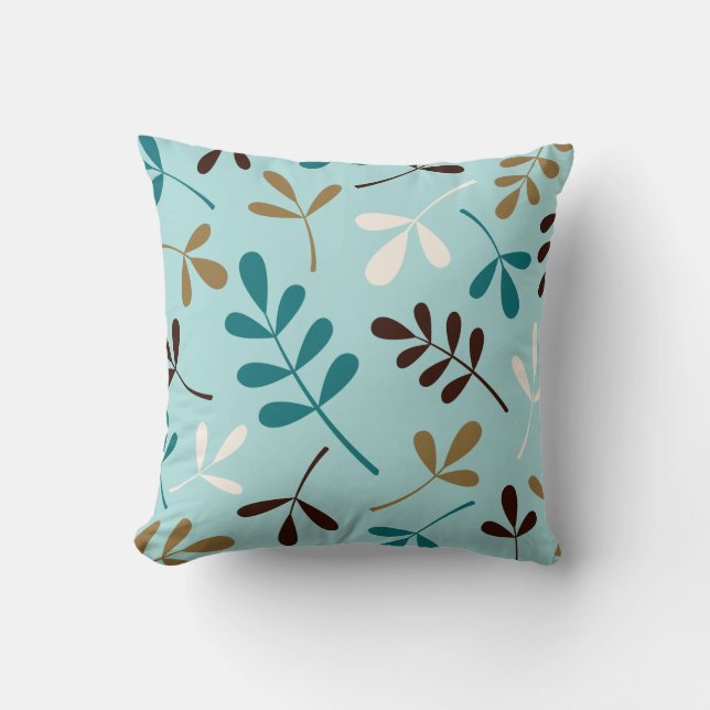 Großes sortiertes Blätter-Knickenten-Sahnegold Kissen (Vorderseite)