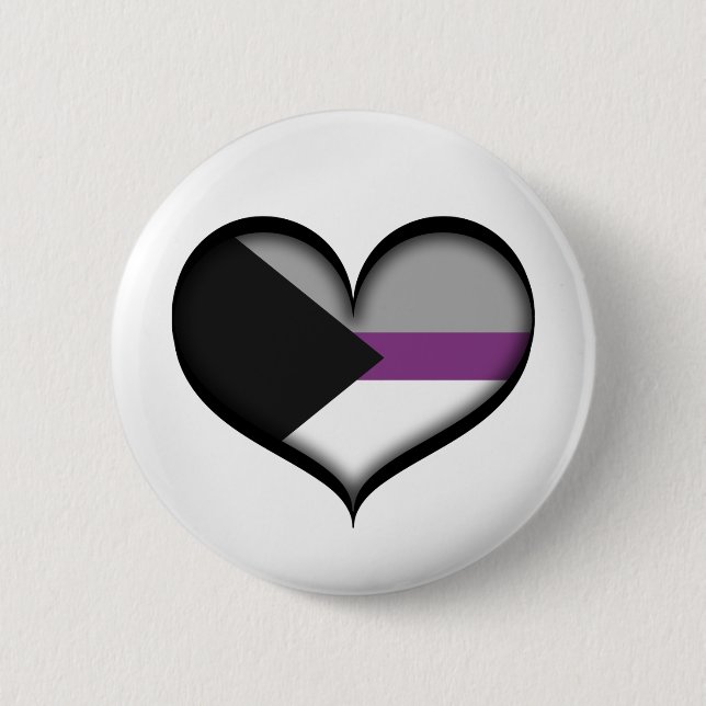 Großes Vector Herz in den Farben der Demisexual-St Button (Vorderseite)