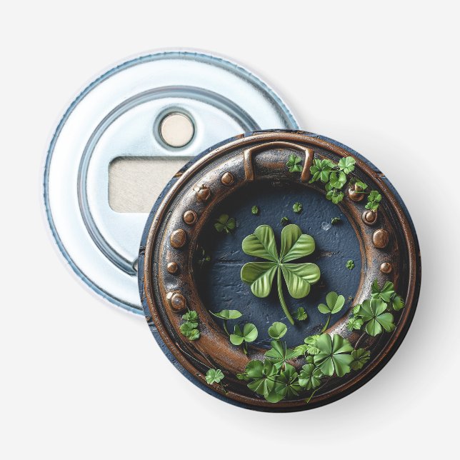 Grosses vierblättriges Kleeblatt Flaschenöffner (Vorderseite)