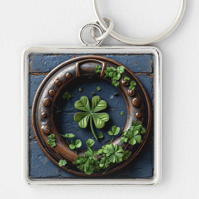 Grosses vierblättriges Kleeblatt Schlüsselanhänger (Vorne)