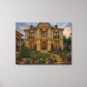 Großes viktorianisches Herrenhaus Ölbild Leinwandd Leinwanddruck