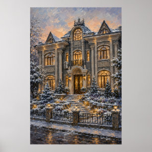 Großes viktorianisches Herrenhaus Ölbild Poster