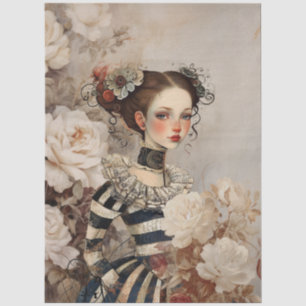 Großes Vintage-inspiriertes Goth-Girl und weiße Ro Seidenpapier