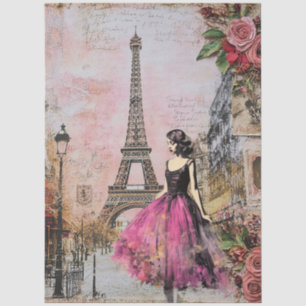 Großes Vintage-inspiriertes Mädchen in Paris Seidenpapier