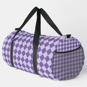 Großes violettes Schachbrett-Diamantmuster Duffle Bag