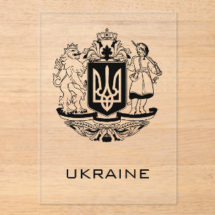 Großes Wappen der Ukraine Monochrome Fine Art Acryleinladungen