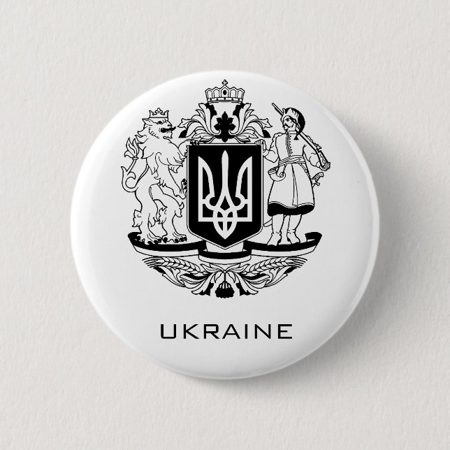 Großes Wappen der Ukraine Monochrome Fine Art Button (Vorderseite)