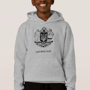 Großes Wappen der Ukraine Monochrome Kunst Hoodie