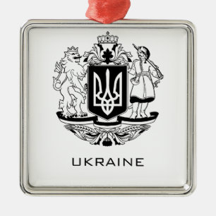 Großes Wappen der Ukraine Monochrome Kunst Ornament Aus Metall