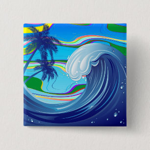 Grosses Wasser im Ozean Doppelseitiger Schlüsselan Button