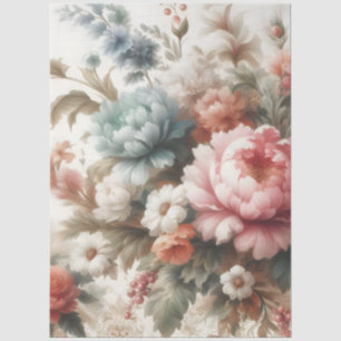 Großes Wasserfarben-Blumen-Dekor im Vintage-Stil Seidenpapier