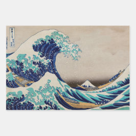 GROSSES WAVE JAPANESE WOODBLOCK GIFT WRAP-Blatt-Se Geschenkpapier Set