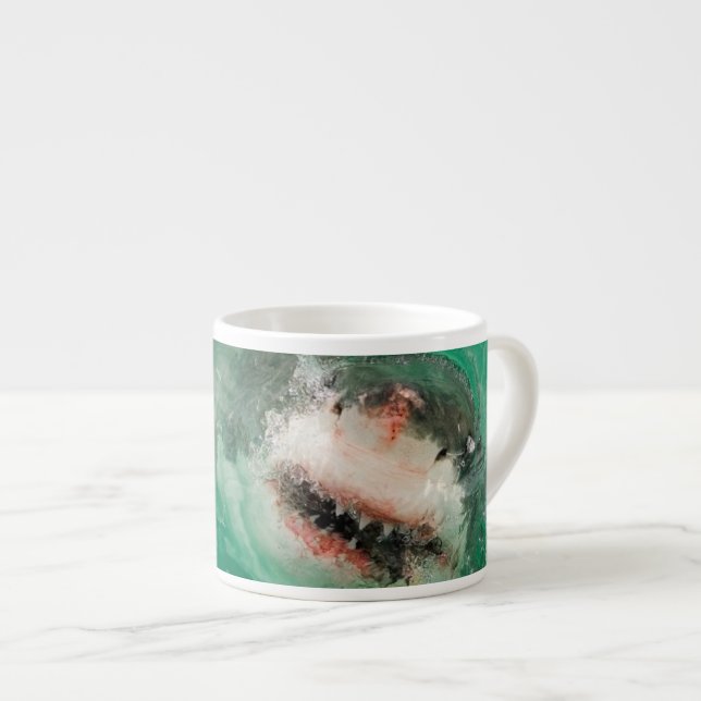 Großes Weiß Shark1 Espressotasse (Vorderseite Rechts)