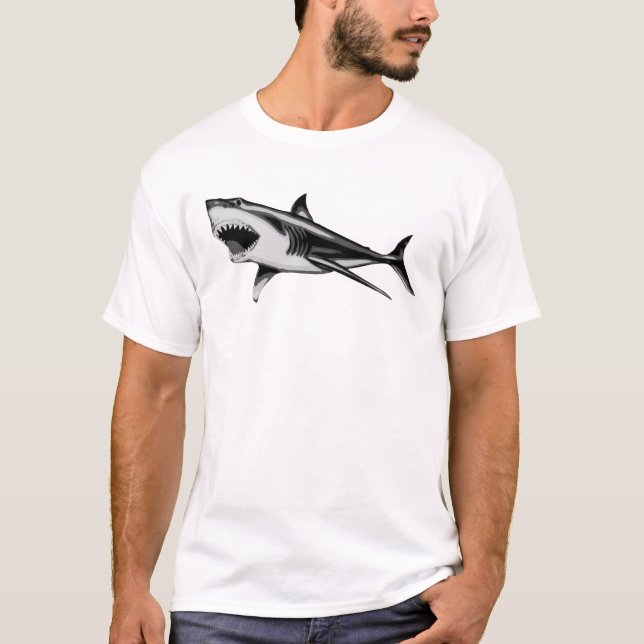 Großes weißer Haifisch-Shirt T-Shirt (Vorderseite)