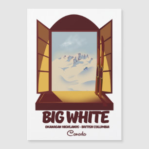 Großes Weißes British Columbia Kanada Skiplakat Magnetkarte