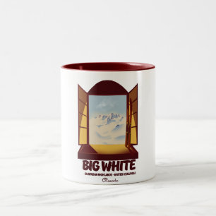 Großes Weißes British Columbia Kanada Skiplakat Zweifarbige Tasse