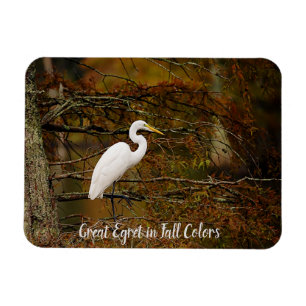 Großes Weißes Egret in Herbstfarben Flexible Magne Magnet