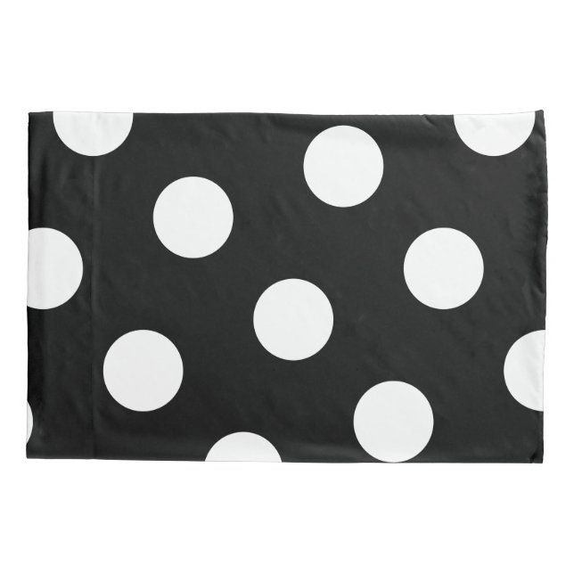 Grosses weißes Polka Dot-Muster - Farbschwarz Kissenbezug (Rückseite)