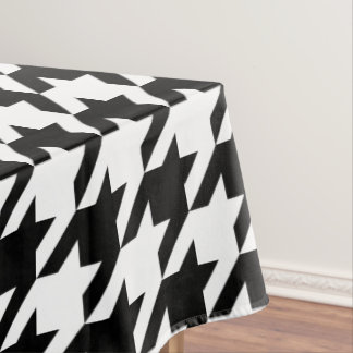 Großes Weißes und Schwarzes Houndstooth Tischdecke