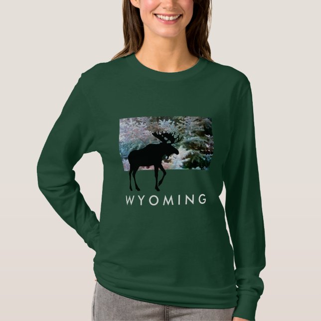 Großes WYOMING-Elch-Shirt - kundenspezifische T-Shirt (Vorderseite)