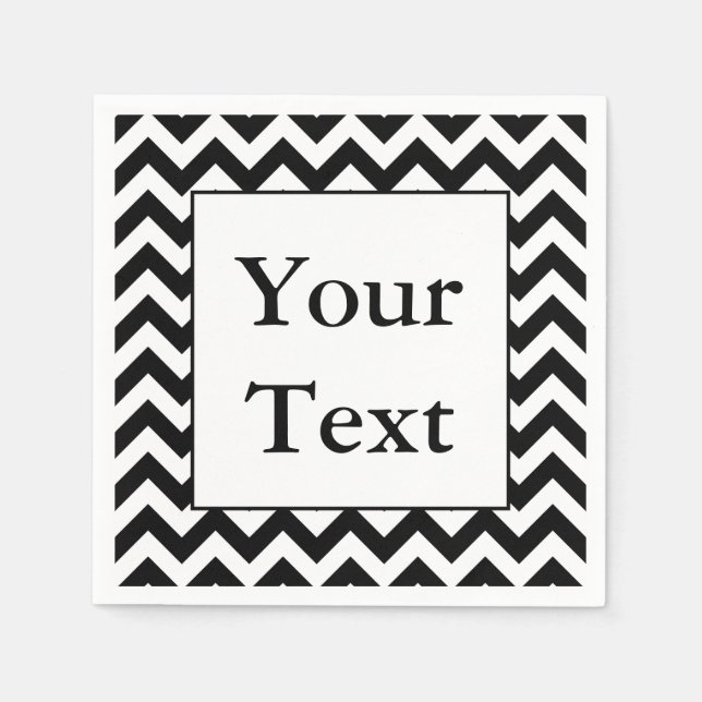 Grosses Zickzack Schwarz-Design mit benutzerdefini Serviette (Vorderseite)