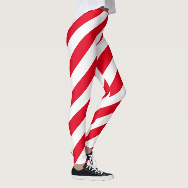 Großes Zuckerstange-Streifen-Muster Leggings (Rechts)