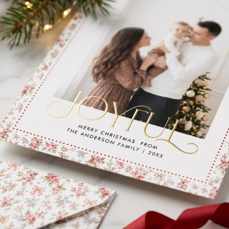 Großfamilien-Weihnachtsfoto mit Freude Folien Feiertagskarte