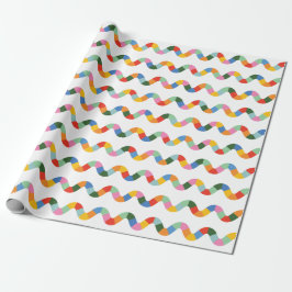 Grossfarbener Regenbogen-Karo Wavy Strip Pattern Geschenkpapier