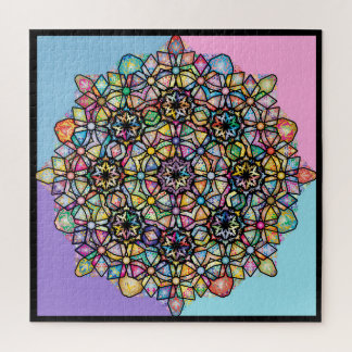 Großfarbenes Mandala 4-Quadrat: Blurple Puzzle