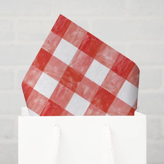 Großformat Rot Wasserfarbe Gingham Seidenpapier (Geschenktüte)