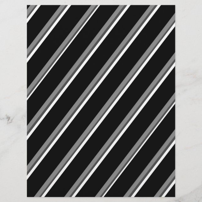 Großformat Schwarz-Weiß-Diagonal-Streifen Scrapboo Flyer (Vorne)
