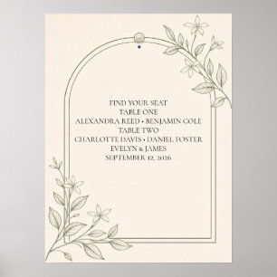 Großformatige intime Hochzeit Sitzplan Poster
