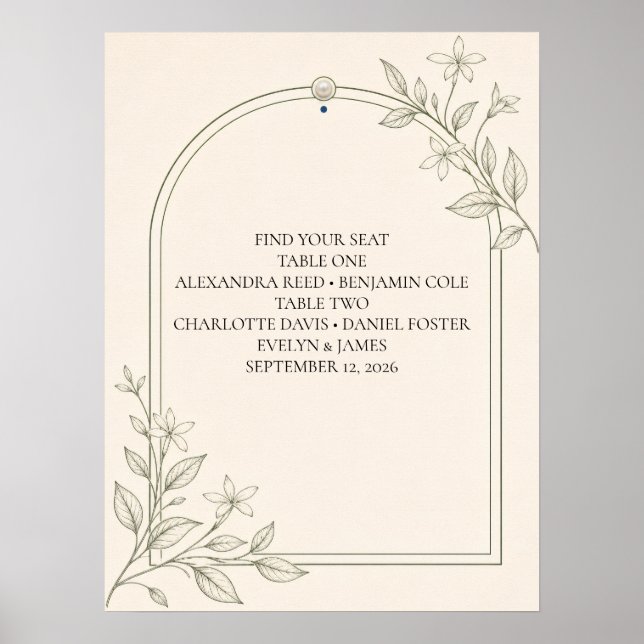Großformatige intime Hochzeit Sitzplan Poster (Vorne)