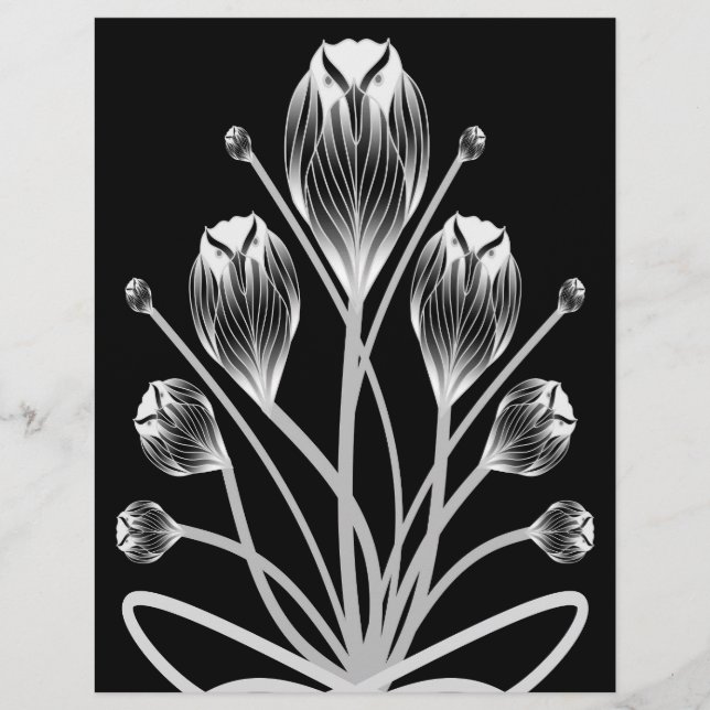 Großformatige Schwarz-Weiß-Tulpen-Eulenspray-Hide- Flyer (Vorne)