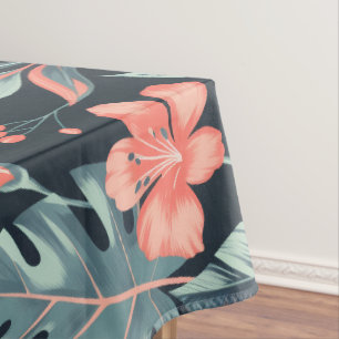 Großformatige tropische Blumen und Blätter Tischdecke