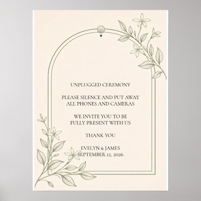 Großformatiges Olive-Botanical-Unplugged-Schild Poster (Vorne)