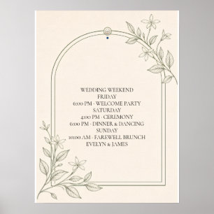 Großformatiges Oliven-Hochzeitswochenende-Terminpl Poster
