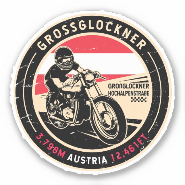 Grossglockner | Austria | Motorcycle Aufkleber (Vorderseite)