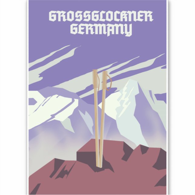 Großglockner Deutschland Bergposter. Aufkleber (Vorderseite)