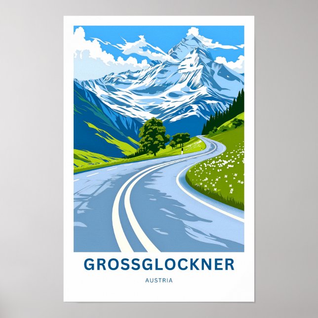Großglockner Österreich Reisedrucke Poster (Vorne)