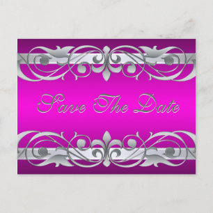 Großherzogin Silber u. Rosa-Save the Date Ankündigungspostkarte