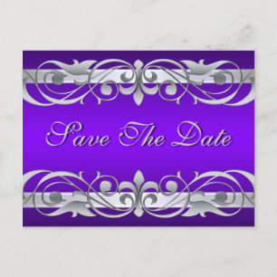 Großherzogin silberne lila Save the Date Postkarte