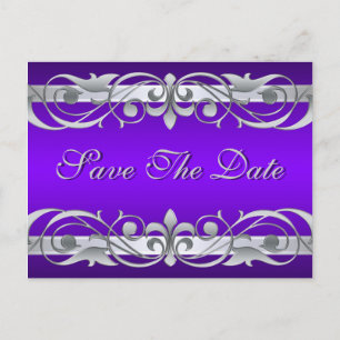 Großherzogin Silver Lila Save the Date Postkarte
