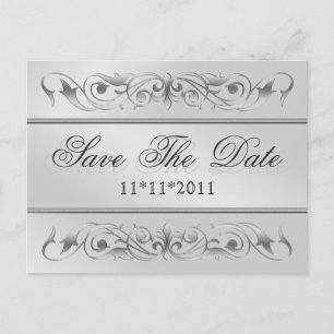 Großherzogin Silver Scroll Save the Date Postkarte
