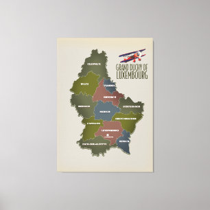 Großherzogtum Luxemburg Karte Leinwanddruck