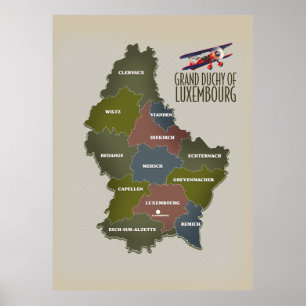 Großherzogtum Luxemburg Karte Poster