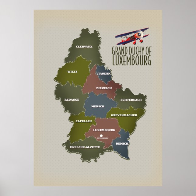 Großherzogtum Luxemburg-Landkarte Poster (Vorne)