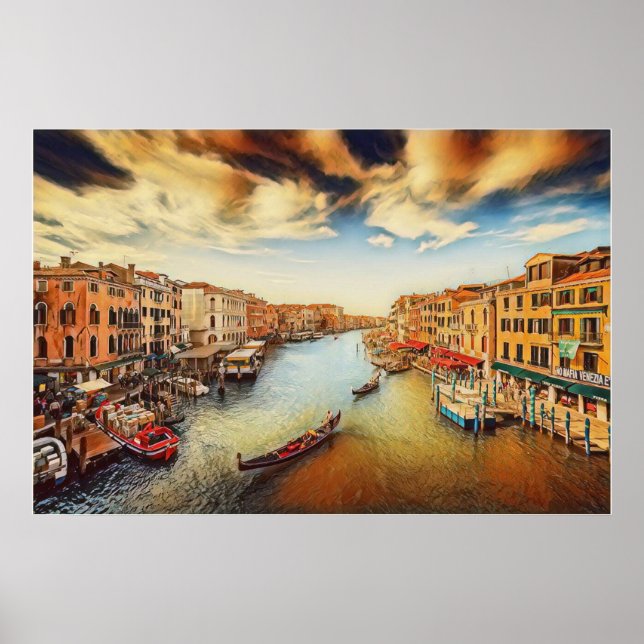 Großkanal Venedig mit Gondeln Poster (Vorne)